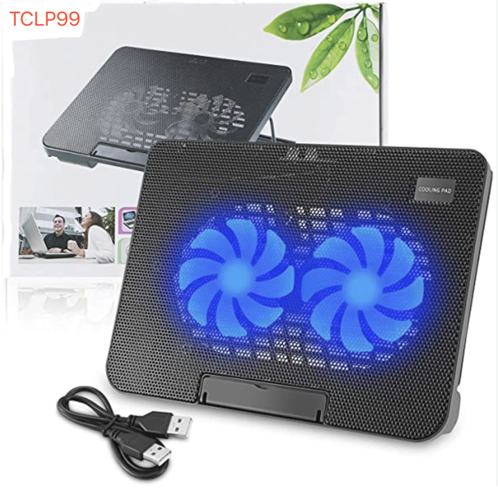 TCLP 99 Height Adjustable Foldable USB Plastic Double Fans Laptop Cooler Cooling Pad Stand