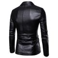 Spring New Black PU Suit Jacket Men's Fashion Slim Leather Jacket Business Casual Blazers Coat Red Blue Khaki.