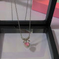 Pink Color Love Pendant Necklace Korean Fashion Choker Simple Wedding Party Jewelry Gift. 