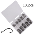 100Pcs Fishing Hooks Set Carbon Steel Single Circle Fishing Hook Fly Fishing Jip Barbed Carp Hooks Sea Tackle Accessories Eatop. 