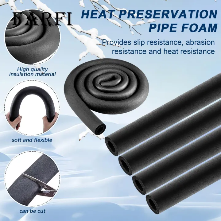 Rubber Foam Pipe Insulation Outdoor Water Pipe Insulation Foam Tube for Freeze Protection Black Foam Tubing for Heat Preservation Thermal Insulation Foam Pipe