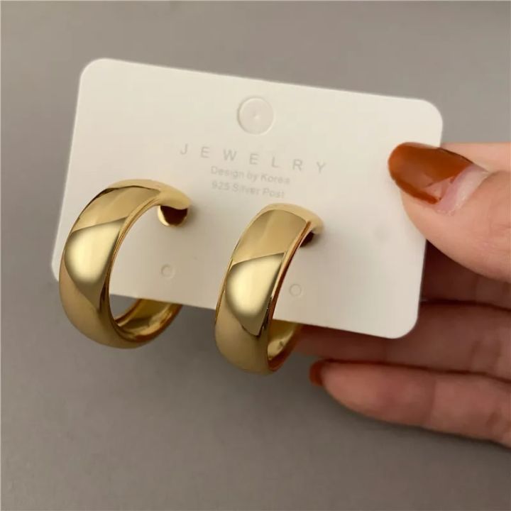 JWER%20Trendy%20Simple%20Silver%20Color%20Hoop%20Earrings%20For%20Women%20Girl%20Circle%20Round%20Minimalist%20Earrings%20Party%20NEW%20C-shape%20Jewelry%20Gifts%20-%20Image%202