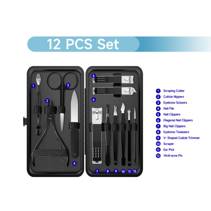 Manicure%20Set,%207/10/12/18%20PCS%C2%A0Pedicure%20Kit%20Nail%20Clippers%C2%A0Nail%20Nipper%20Cuticle%20Remover%20Set%20Ingrown%20Toenail%20Remover%20Professional%20Grooming%20Kit%20Nail%20Care%20Tools%C2%A0with%20Leather%20Travel%20Case%20-%20Image%209