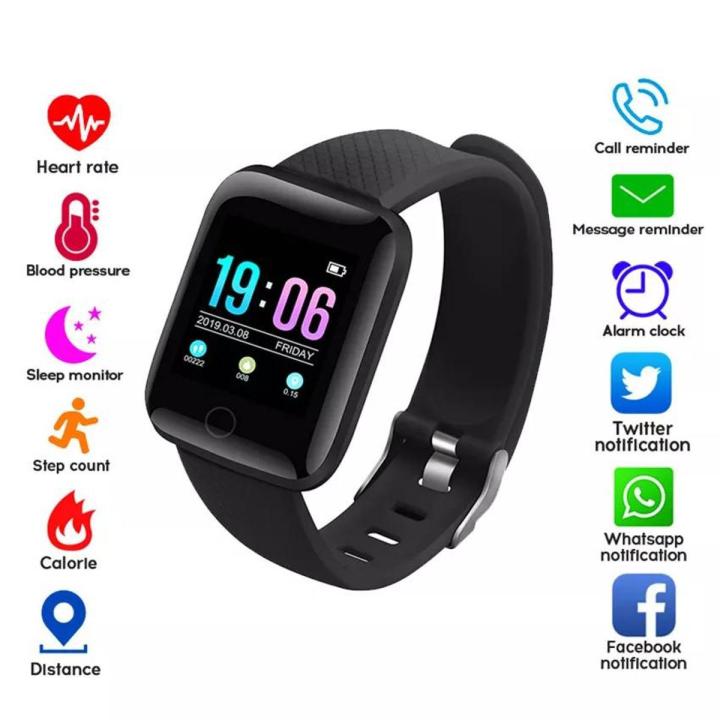 New IP68 Waterproof 116 Plus Smart band Sport Bracelet Fitness Tracker Watch Heart Rate Blood Pressure Smartband Monitor Health For Android and IOS.