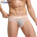 Men Briefs Solid Color Close Fit See Through Panties. 