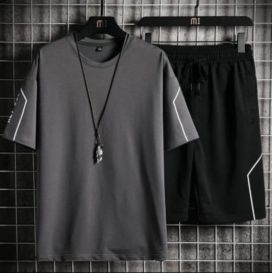 Summer Anther Black Combo Set Half Sleeve T-Shirt & Quarter Pant For Men - T Shirt & Pant For Men