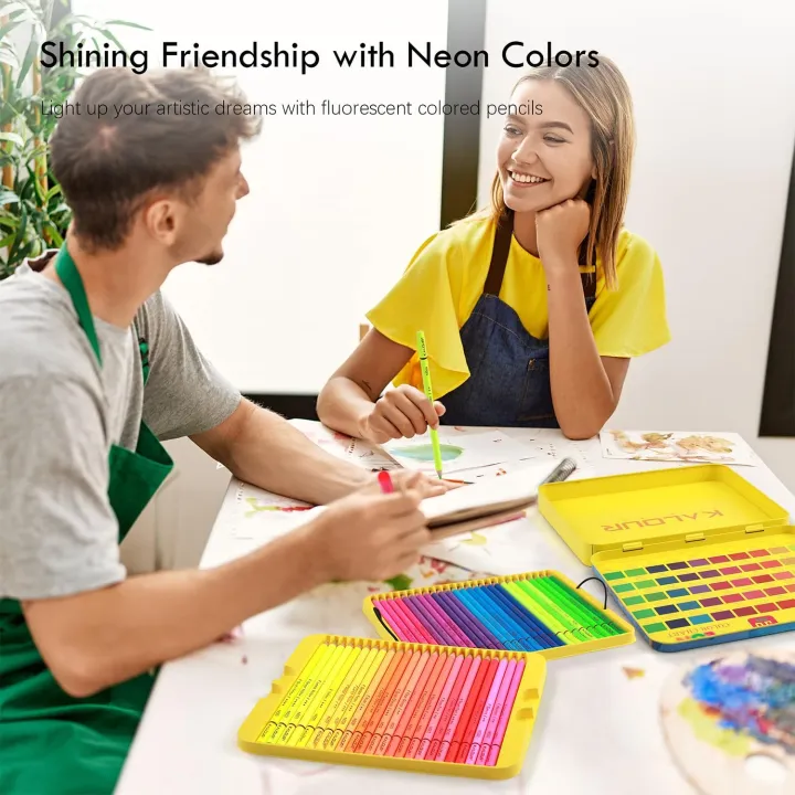 KALOUR%2050%20Neon%20Colored%20Pencils%20for%20Adult%20Coloring%20Books,%20Fluorescent%20colored%20Professional%20Drawing%20pencils%20Set%20Art%20Supplies%20Kit%20for%20Adults%20Beginners%20Artists,%20Soft%20Core%20-%20Image%203