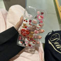 【Healer DingD】 3D Sanrio Hello Kitty Sticker Glitter Phone Case for IPhone 11 12 13 14 15 Pro Max 15Pro Y2k Girl Anti-drop Soft Back Cover Gift.