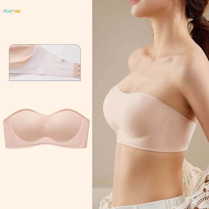 Women Strapless Bra Push up Bra with Transparent Strap Breast Lift Bra Underwear Seamless Invisible Bra Bralette Bra for Party Girl Everyday ,