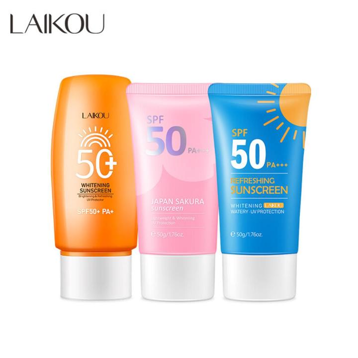LAIKOU Whitening Sunscreen Set Refreshing Tone Up Moisturizing Long Lasting UV Sun Protection SPF 50+ Sunblock 50g/3pcs