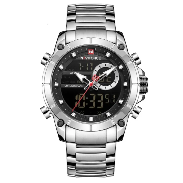 NAVIFORCE%20NF9163%20Silver%20Stainless%20Steel%20Dual%20Time%20Wrist%20Watch%20for%20Men%20-%20Image%207