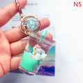 Cartoon Cute Keychain Milk Tea Cup Liquid Quicksand Sequin Keyring ANLAN. 