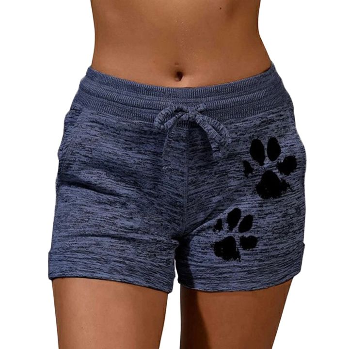 2021%20Woman%20Shorts%20Women%20High%20Waist%20Cats%20Claw%20Print%20Drawstring%20Quick%20Dry%20Elastic%20Sports%20Shorts%20Women's%20Clothing%20Solid%20Color%20-%20Image%205