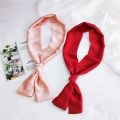 【NEW】 Fashion Neckerchief Women Headband Hair Scarf Silk Satin Bag Scarves Female 145*15Cm Long Wraps Black Red Pink Scarfs For Ladies.