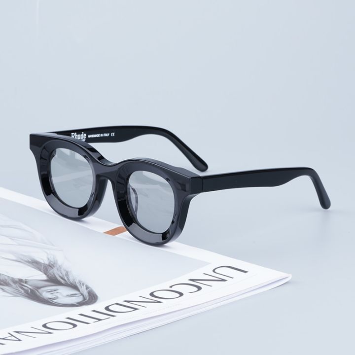 RHUDE RHODEO HIGH STREET SUNGLASSES MEN AND WOMEN Anti-uv400 ROUND STEAMPUNK PREMIUM HARDWOOD SOLAR EYEGLASSES