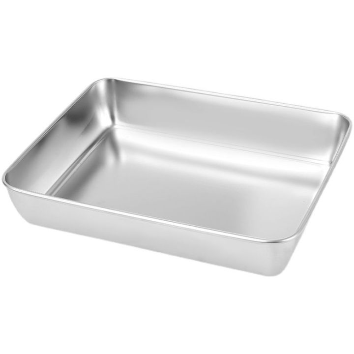 Tiramisu Disk Stainless Steel Plate304Extra Thick Flat Rectangular Plate Box with Cover Steamed Cake Baking Plate
