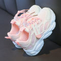 Girls mesh sneakers breathable dad shoes 2024 new fashion kids shoes student soft sole running.
