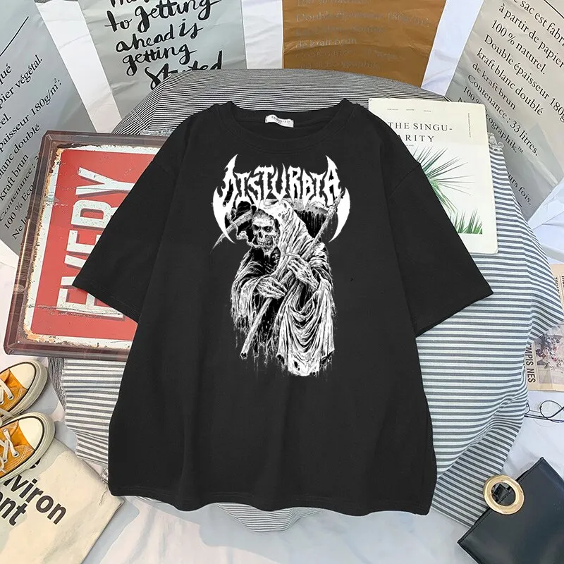 TYATVS Women Oversized Graphic Tee Fisherman Core Aesthetic Y2k Grunge Fish Print T-Shirts Streetwear Summer 2025, Dark Grey, Medium : Buy Online At Best Price In KSA - Souq Is Now