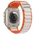 Premium Dual Color Alpine Loop Strap For Apple Watch Bands 42 MM / 44 MM / 45 MM / 49 MM (White + Orange).
