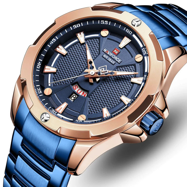 NAVIFORCE%20NF9161%20Royal%20Blue%20Stainless%20Steel%20Analog%20Watch%20for%20Men%20-%20RoseGold%20and%20Royal%20Blue%20-%20Image%204