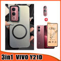 Vivo Y21D Casing With Magnetic Wireless Charging Sticker for Vivo Y19S V40 Lite 4in1 Anti Spy Privacy Soft Ceramic Screen Protector Film + Camera Lens Film. 