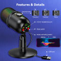 DoomHot USB Microphone PC Condenser Microphone Desktop RGB Lighting Microphone Volume Control Mic Plug and Play Mic Professional Gaming Mic with Mute Button Effect for Streaming Podcast Studio Conference Call. 
