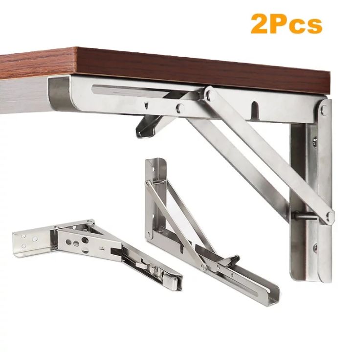 16"(1pair=2ps=1set)%20Stainless%20Steel%20Folding%20Desk%20Table%20Wall%20Mount%20Movable%20Hanging%20Angle%20Shelf%20Brackets%20Sturdy%20Folding%20Shelf%20Brackets-MHN%20-%20Image%204