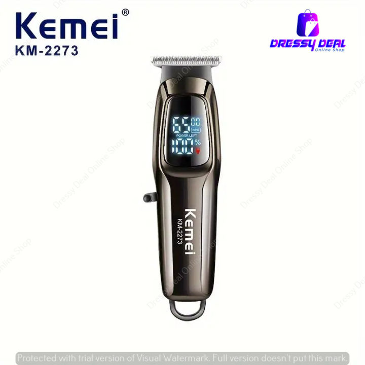KEMEI KM-2273 Professional Men's Hair Cutting Machine Wireless Trimmer LED Display Home Haircut 1800mah Lithium Battery