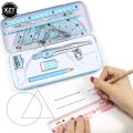 8 pcs/set Ruler Compass Eraser Triangle Protractor Set Geometry Stationery Mathematical For Boy Girl Students School Supplies. 