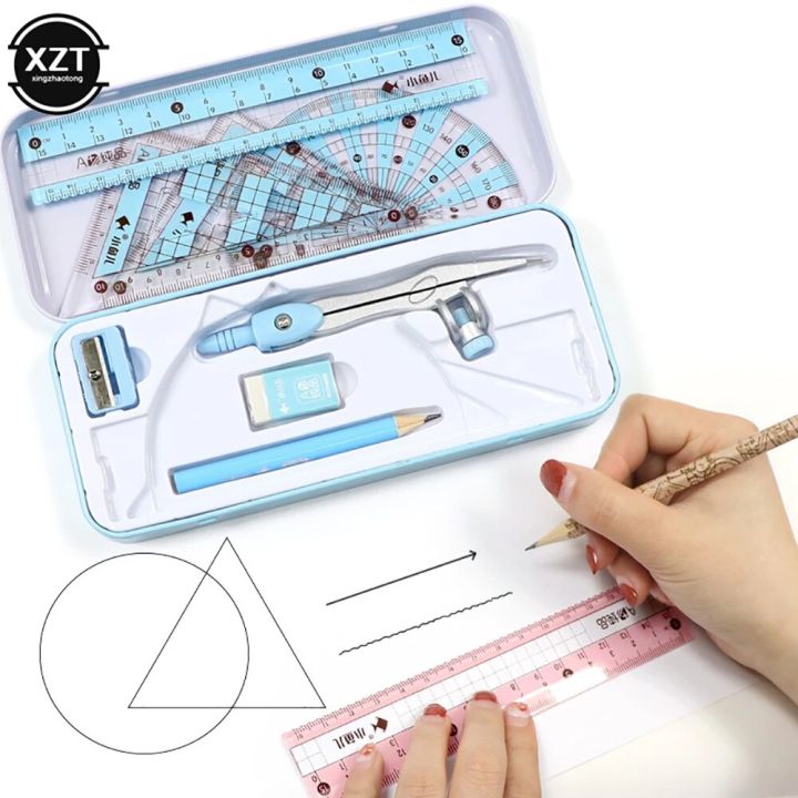 8%20pcs/set%20Ruler%20Compass%20Eraser%20Triangle%20Protractor%20Set%20Geometry%20Stationery%20Mathematical%20For%20Boy%20Girl%20Students%20School%20Supplies%20-%20Image%202
