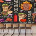 Custom Kebab Fast-food Restaurant Background Wallpaper Industrial Decor Mural Snack Bar Wall Paper Papel De Parede Papel Tapiz.