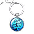 New Colorful Life of Tree Beauty glass cabochon keychain Bag Car key chain Ring Holder Charms keychains gift.