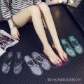 Trendy Transparent SUMMER TEATIME Slippers Frozen Red Korean Style Women's Flat Flip-Flops Online Fashion Cool Clip Foot Wear Learn Crystal Slippers outside ﹪—. 