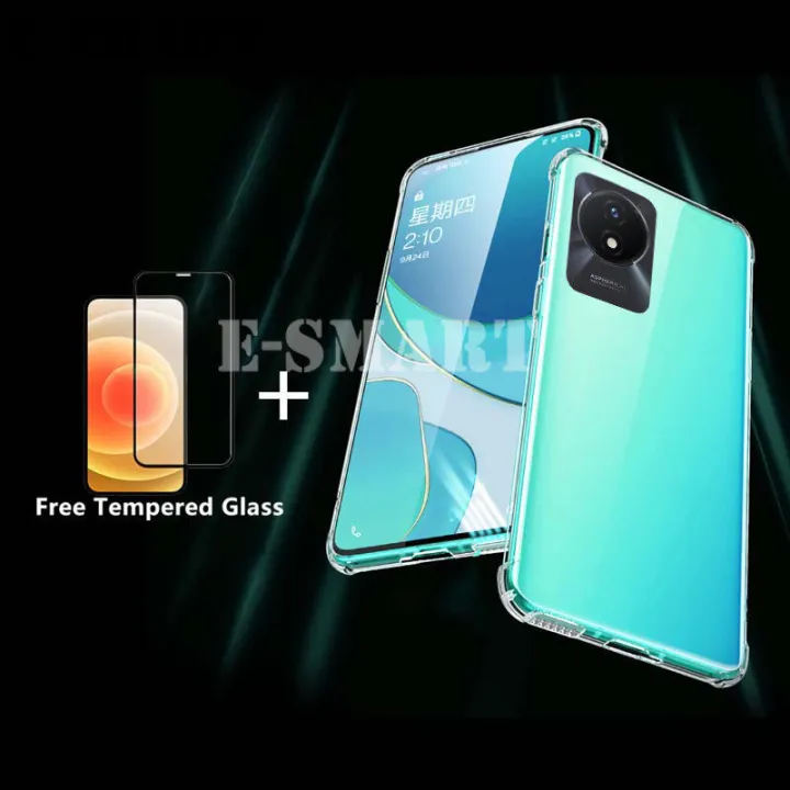 For%20VIVO%20Y02A%20Case%20Transparent%20Air%20Cushion%20Shockproof%20Silicone%20Clear%20+%20VIVOY02A%20Tempered%20Glass%20Screen%20Protector%20Film%20-%20Image%203