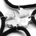 4pcs/set Four-leaf Clover Magnetic Couple Bracelet for Best Friend Women Men Adjustable Braided Bracelet Friendship Jewelry Gift.