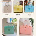 WholesaleinsSimple Bear Felt Handbag Large Capacity Totes Cute Cartoon Pure Color Thickened Felt Bag.