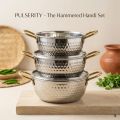 Premium Hammered Gold Cookware Set | Exclusive Gold-Pepper Kadai Set.