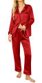 Ladies Pajamas Set Long Sleeve Soft Lounge Wear Silk Satin Pj.