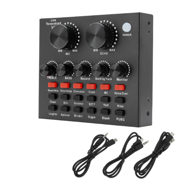 Mini-sound-mixer, V8 Pro live geluidskaart computer pc-opname, audio