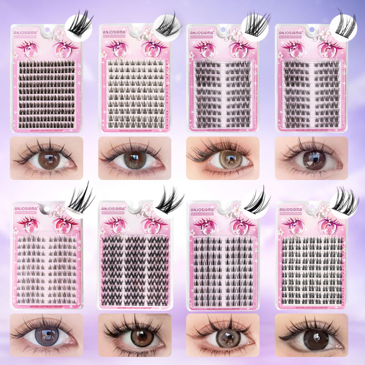 ANJOSIRMA 10 Rows DIY Eyelash Extension Set Natural Soft Cluster False Eyelashes C/D Curl Anime eyelashes beauty eye lashes