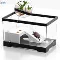 Turtle Tank Box Basking Ramp Hideout Tortoise Enclosure Starter Indoor Decor Medium Black.