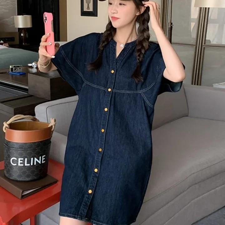 Large%20Size%20Loose%20Dress%20Summer%20Thin%20Denim%20Dress%20Mid-Length%20Korean%20Style%20Hong%20Kong%20Style%20High-End%20Pregnancy%20Can%20Also%20Be%20Worn%20-%20Image%207
