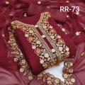 Indian unstitched maroon color weightless georgette computer embroidery work salwar kameez three piece for women - party wear.