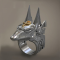 Ancient Egyptian Ring for Men Jackal Head Egypt Mens Ring Jewelry Rock Gift.