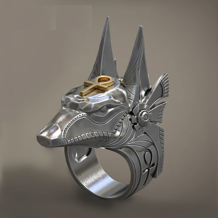 Ancient Egyptian Ring for Men Jackal Head Egypt Mens Ring Jewelry Rock Gift