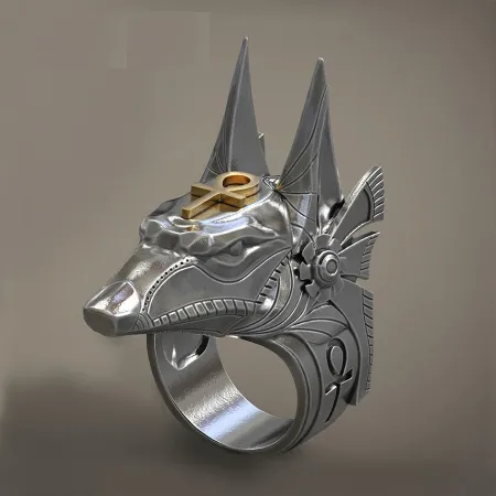 Ancient Egyptian Ring for Men Jackal Head Egypt Mens Ring Jewelry Rock Gift