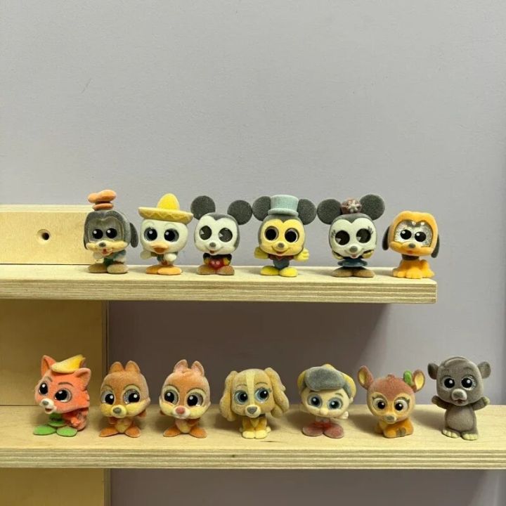 Disney Doorables Flocking Series Mickey Minnie Pluto Goofy Goof Baloo Cute Cartoon Big Eyed Doll Collectible Toys Children Gifts