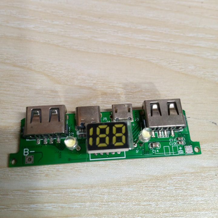 Type C Charging Power Bank Circuit 2 USB With Display Input DC 5V 2A Micro USB & Type-C Port Output DC 5V 2.1A Dual USB BMS Protection Lithium Battery 3.7V 14500 18650 Battery