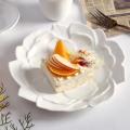 New Food Display Chinese Style Ceramic Plate Solid Color Household Plate Lotus Flower Lace Cake Exquisite Bread Dessert Plate. 