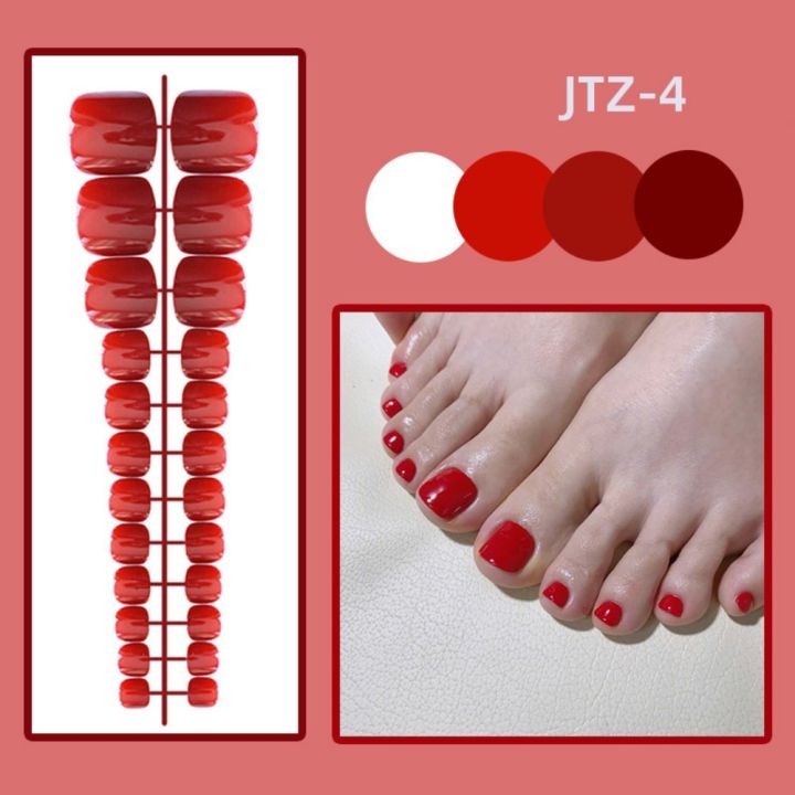 24P%20Acrylic%20Toenails%20Tips%20Bright%20Faced%20Press%20On%20Nails%20Art%20Removable%20Toenails%20With%20Glue%20Full%20Cover%20Artificial%20Toe%20False%20Nail%20-%20Image%205
